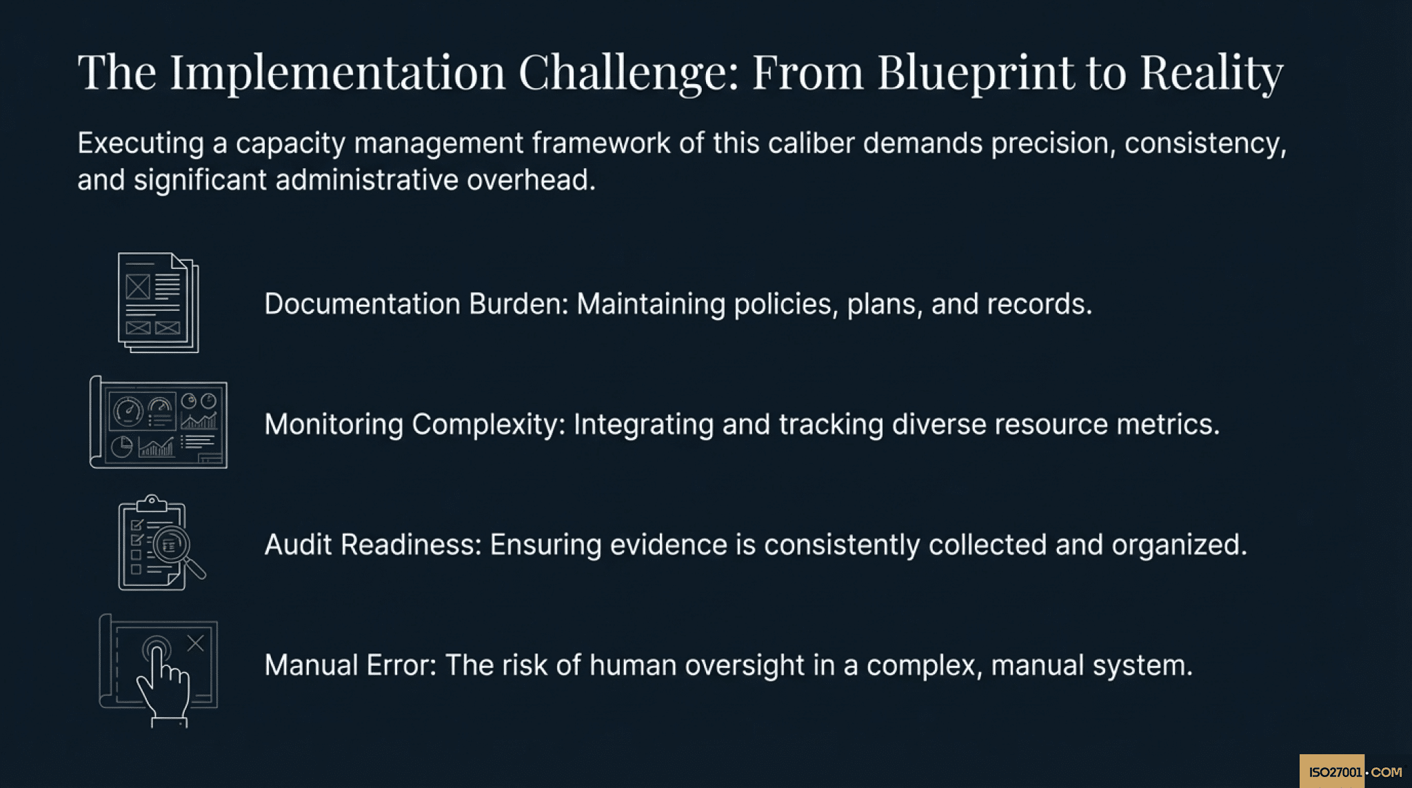 ISO 27001 Annex A 8.6 Capacity Management Implementation Challenges