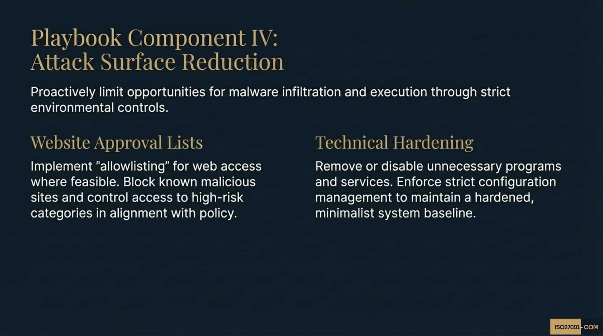 ISO 27001 Annex A 8.7 Protection Against Malware Attack Surface Reduction