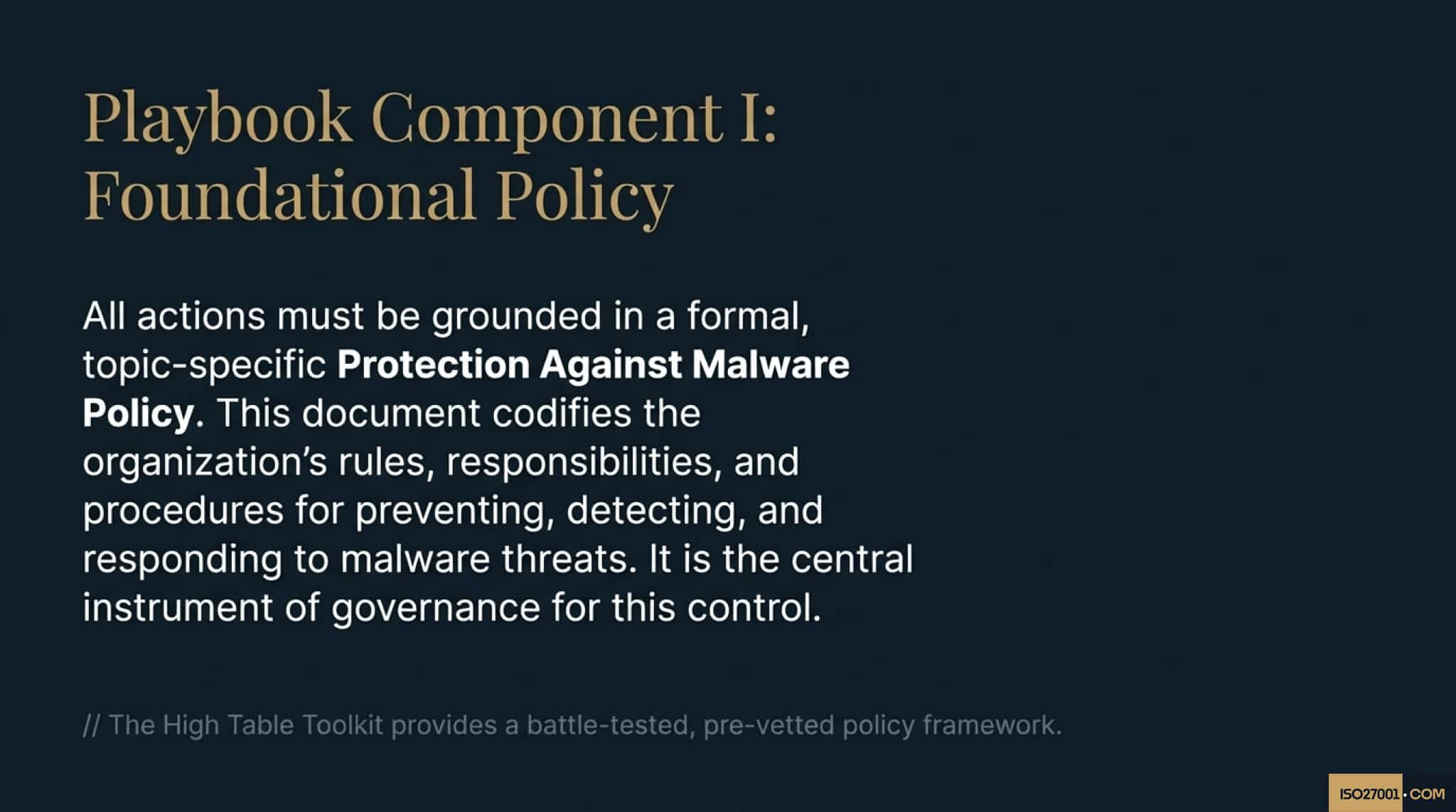 The ISO 27001 Annex A 8.7 Protection Against Malware Policy